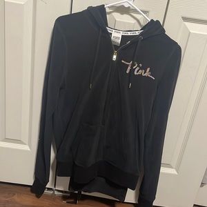 Victoria Secrets PINK!! Pink 2 Pc jogging suit. With Rose Gold Embellishments.